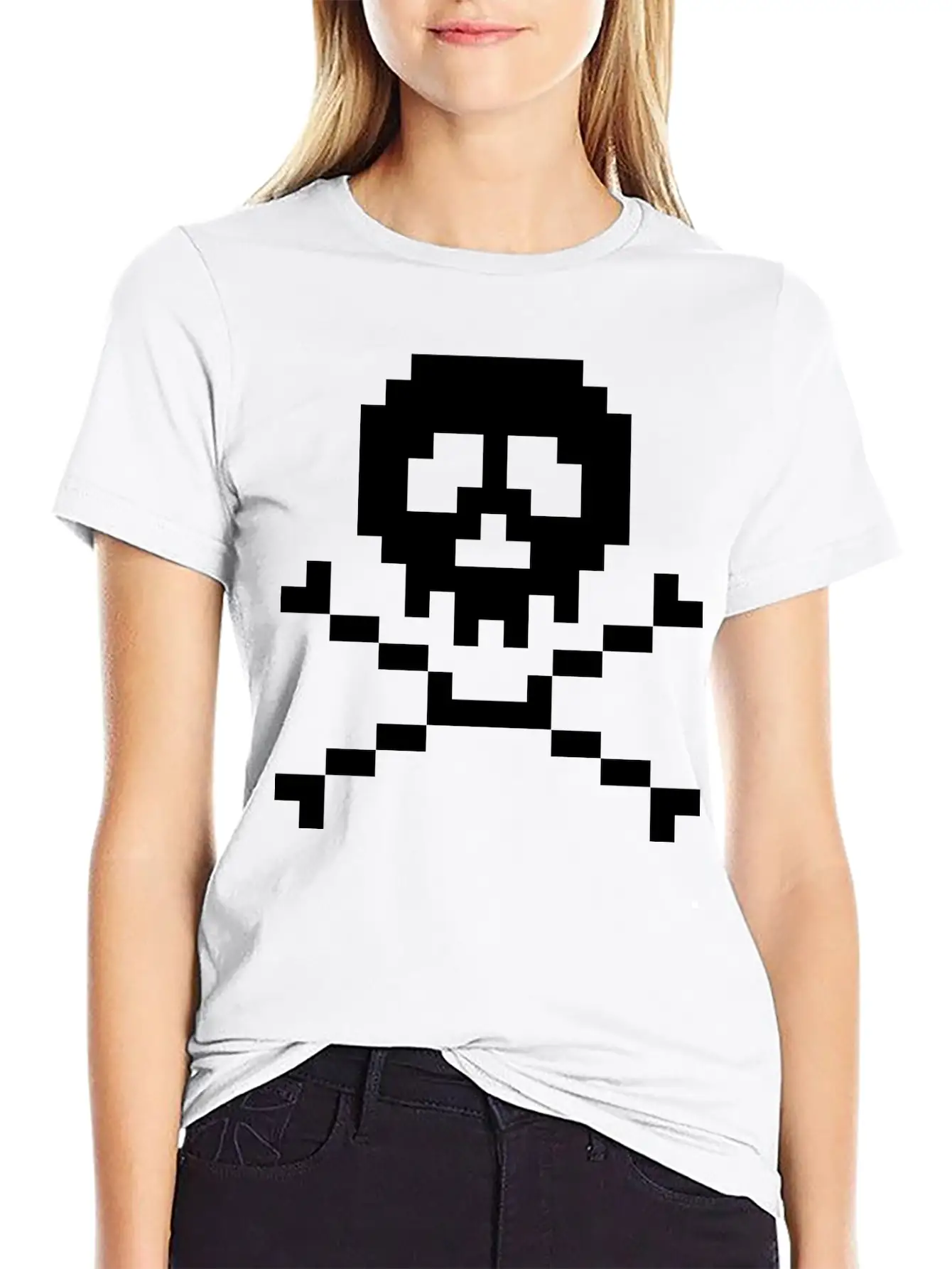 03 Pixel Skull 3 Ai Vectorstock 7294636 Classic Fit Graphic Tee For Daily Comfort – Unisex Cotton Shirt