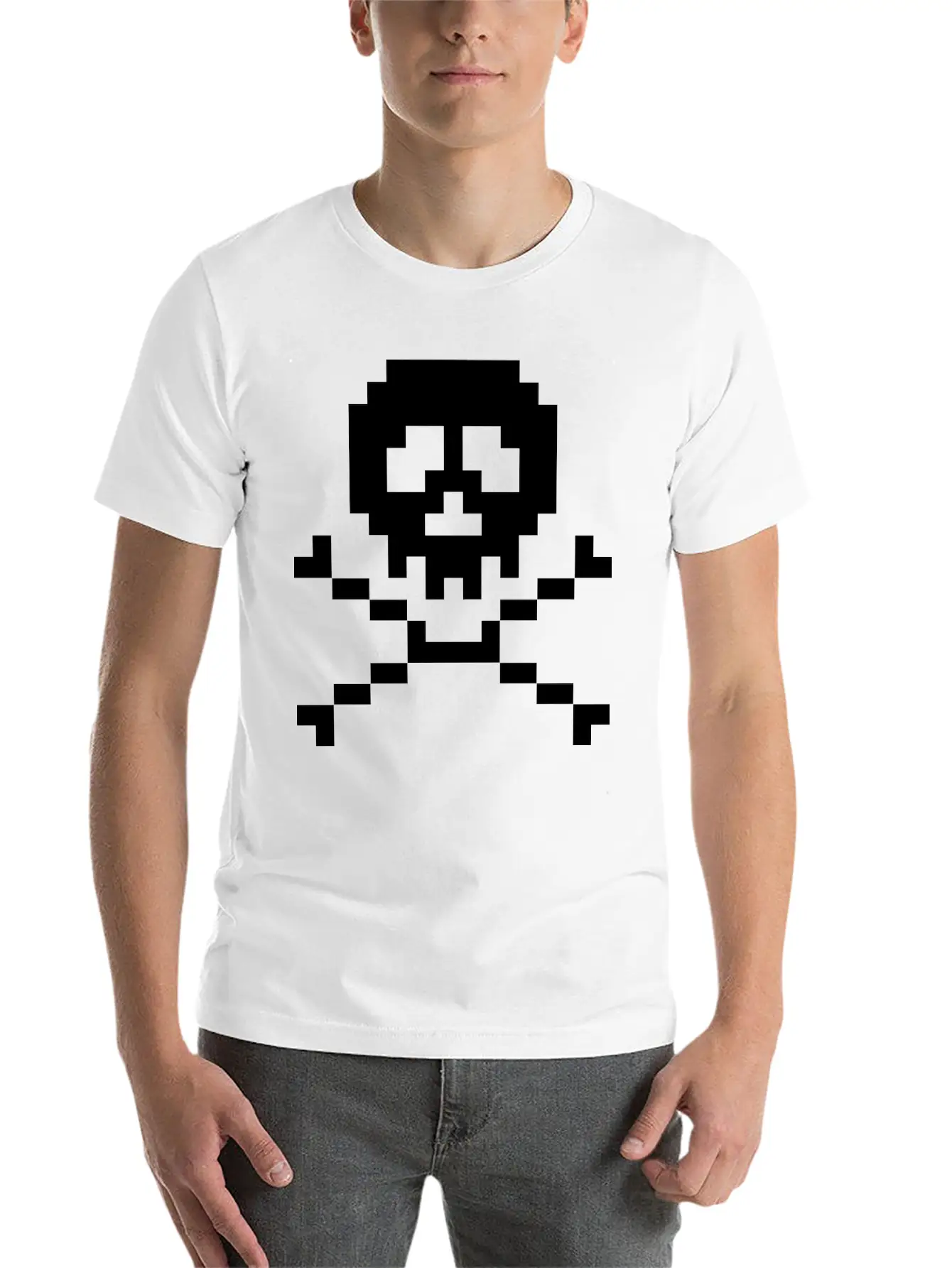 03 Pixel Skull 3 Ai Vectorstock 7294636 Classic Fit Graphic Tee For Daily Comfort – Unisex Cotton Shirt