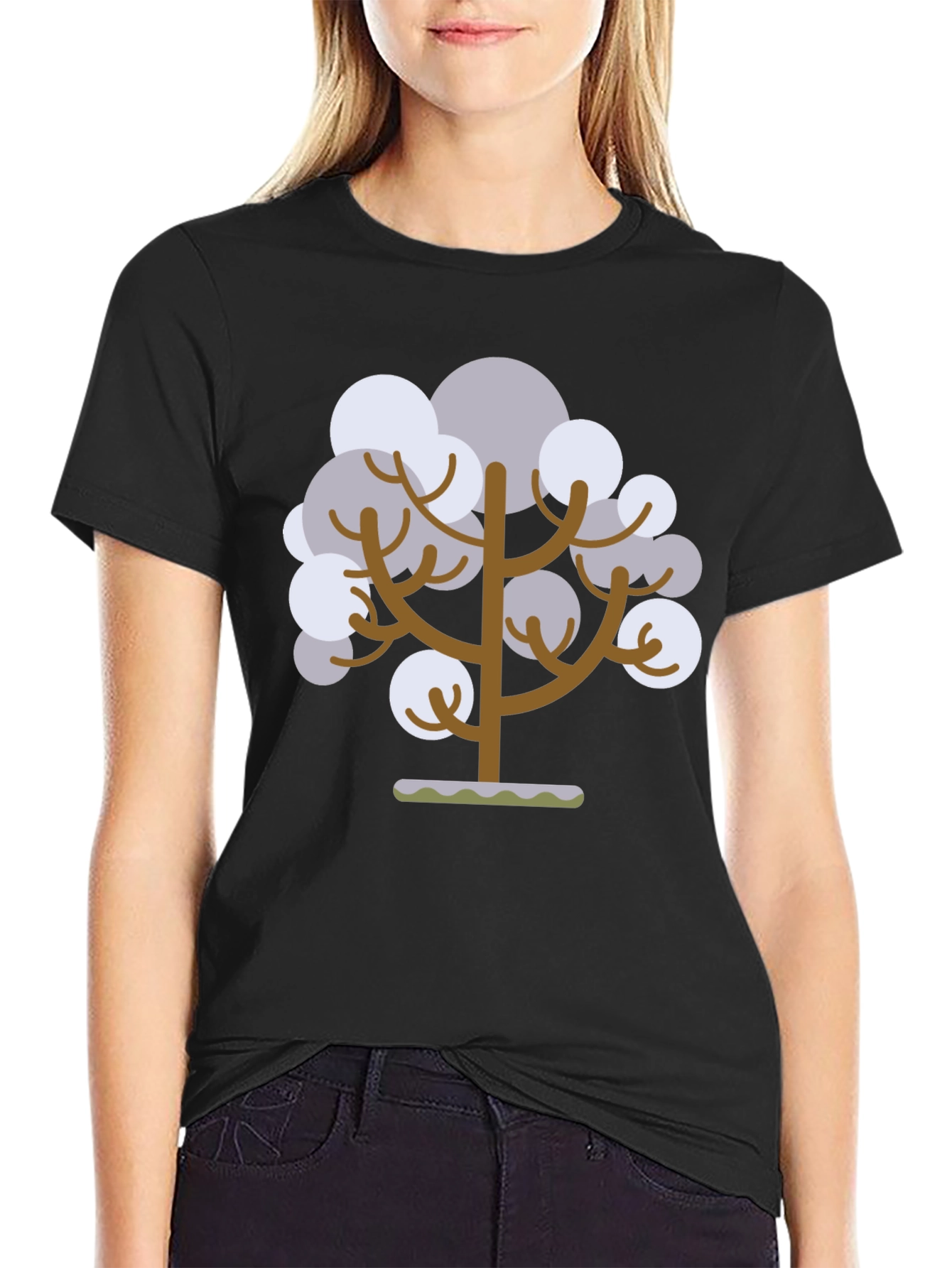 Abstract Tree Graphic Tee - Black Cotton T-Shirt