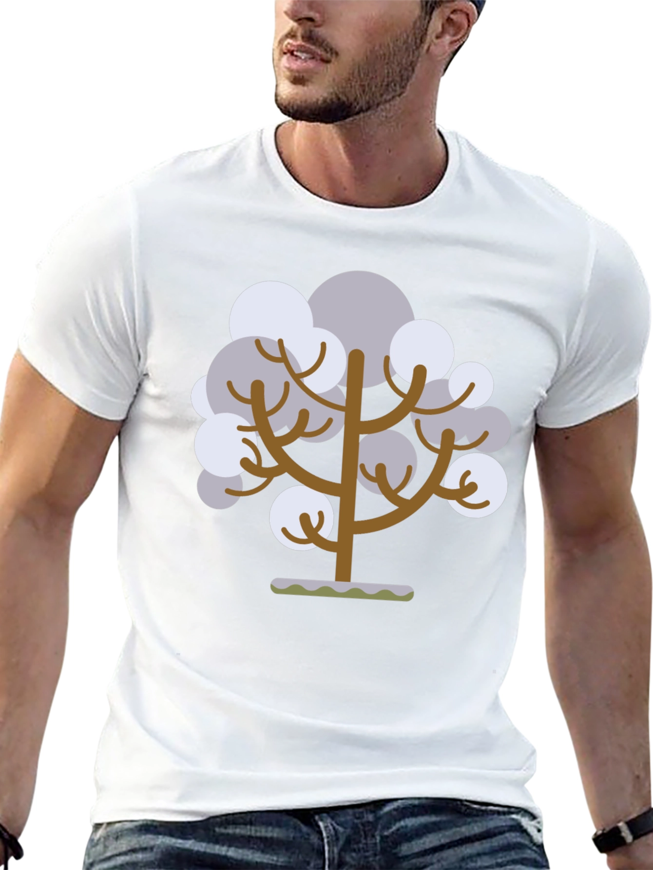 Abstract Tree Graphic Tee - Black Cotton T-Shirt