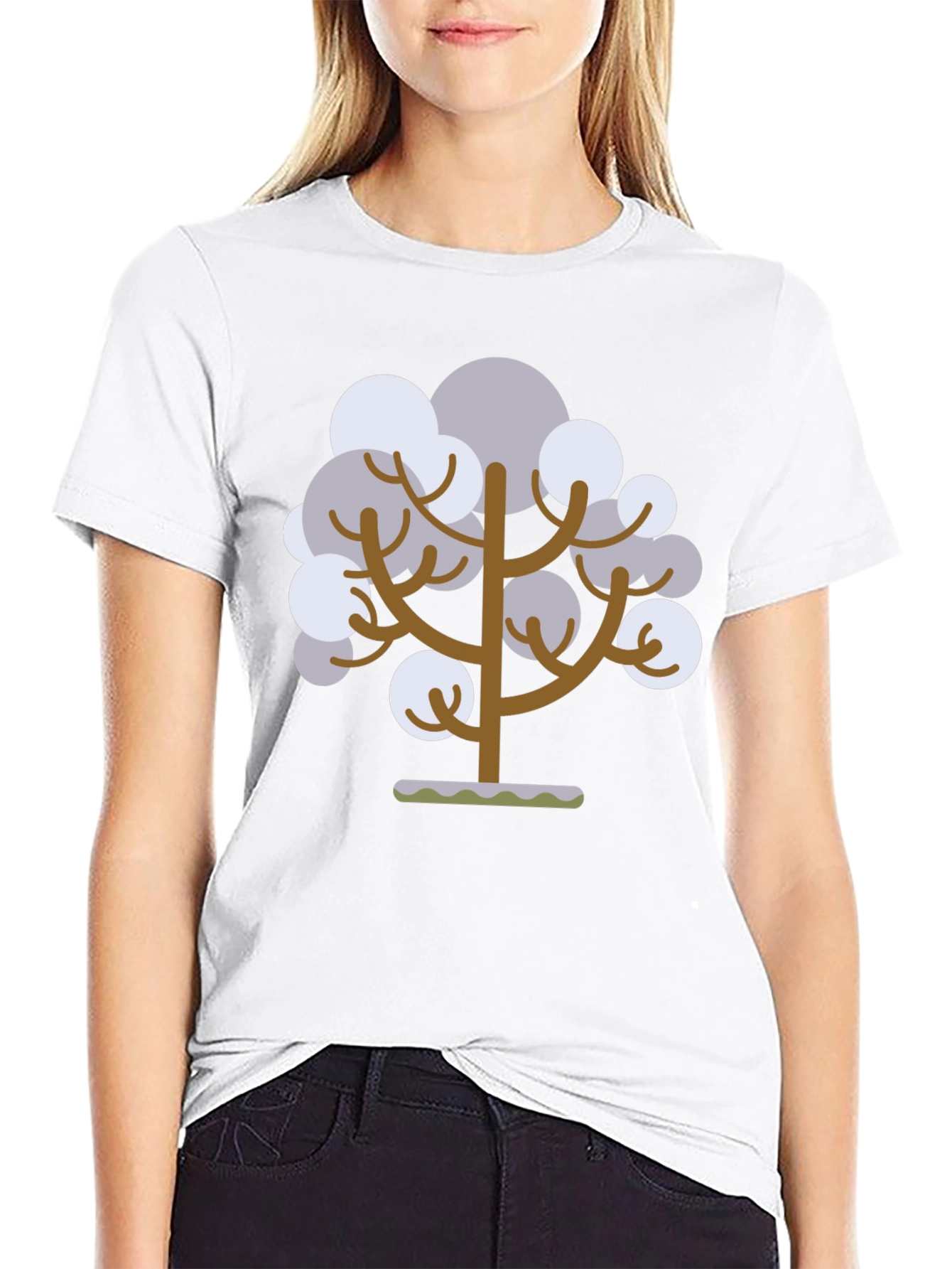 Abstract Tree Graphic Tee - Black Cotton T-Shirt