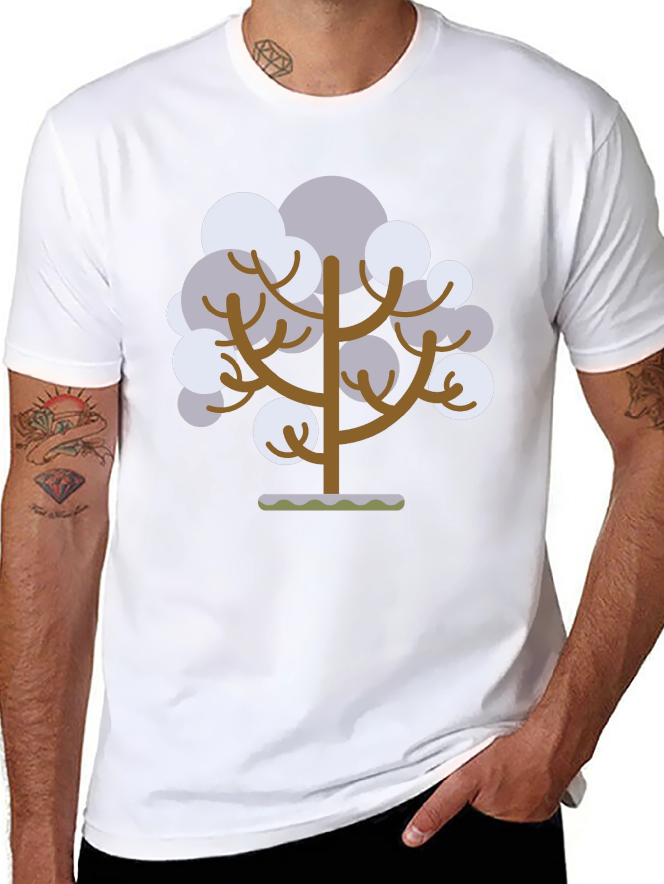 Abstract Tree Graphic Tee - Black Cotton T-Shirt