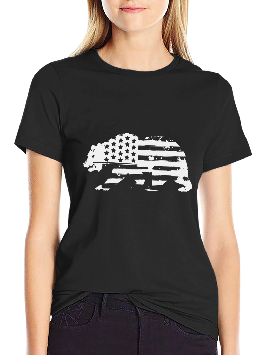 American Flag Bear Graphic T-Shirt