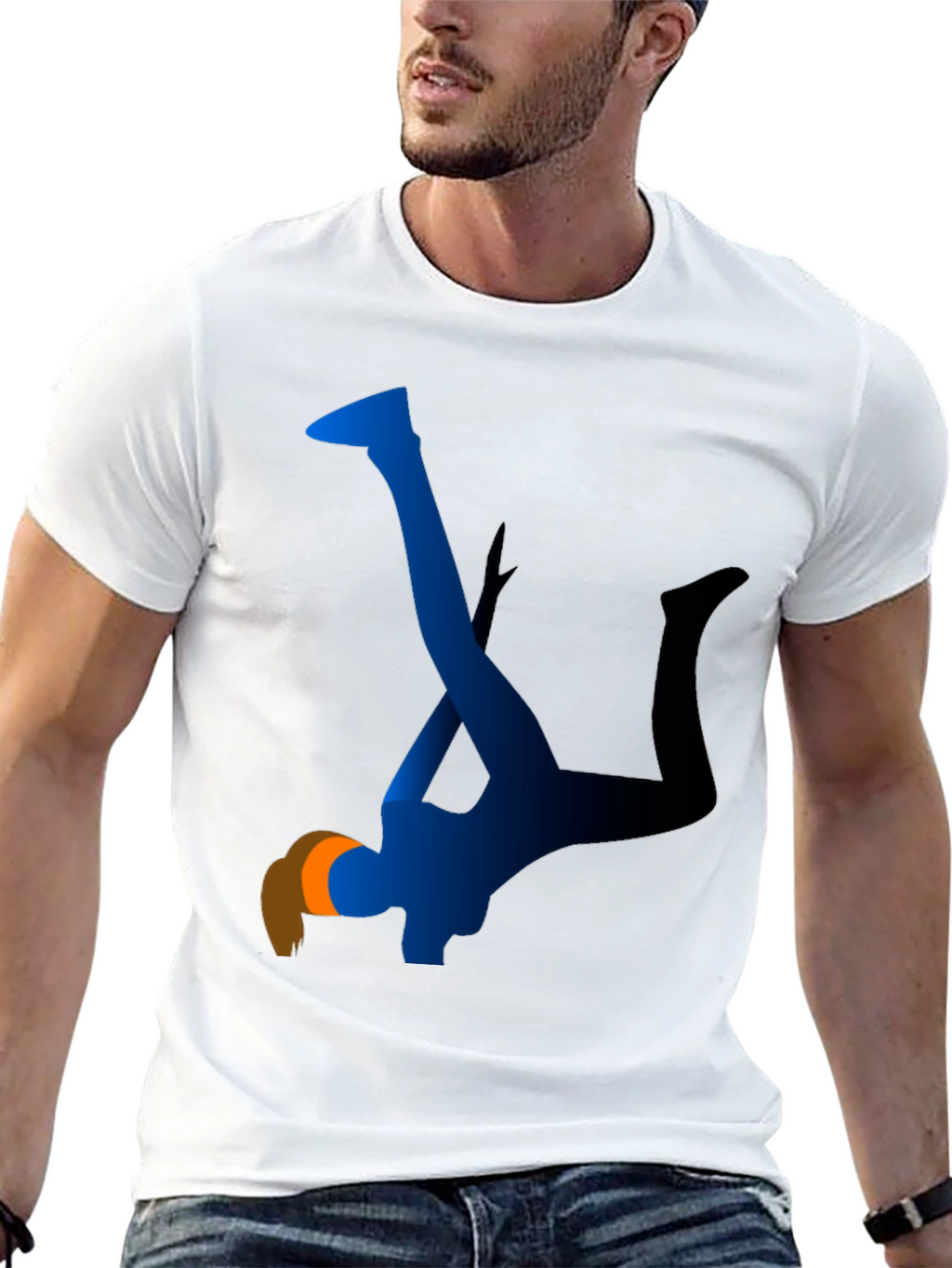 Abstract Blue Silhouette Graphic Tee