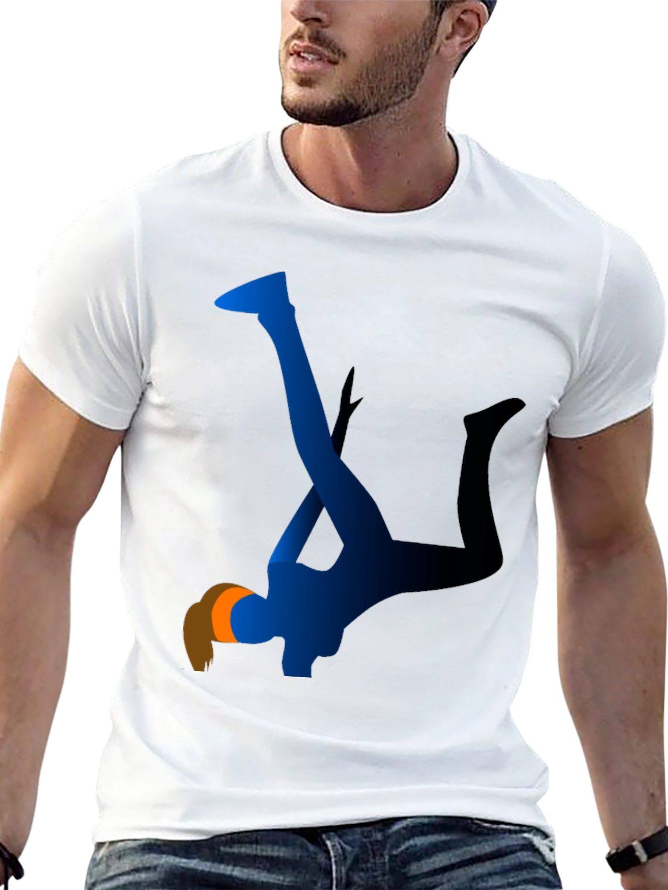 Abstract Blue Silhouette Graphic Tee