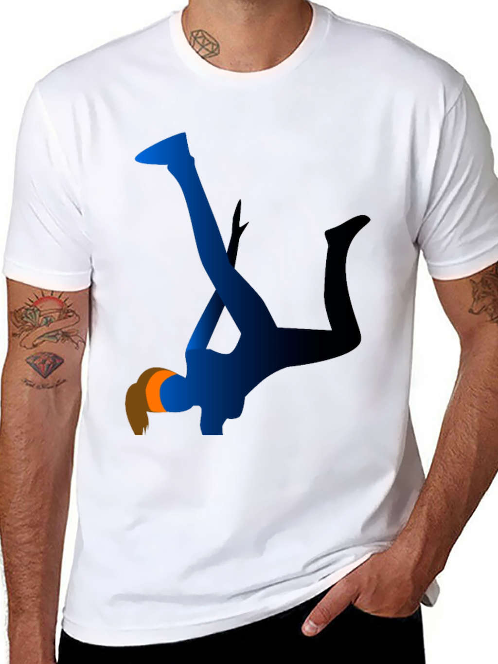 Abstract Blue Silhouette Graphic Tee