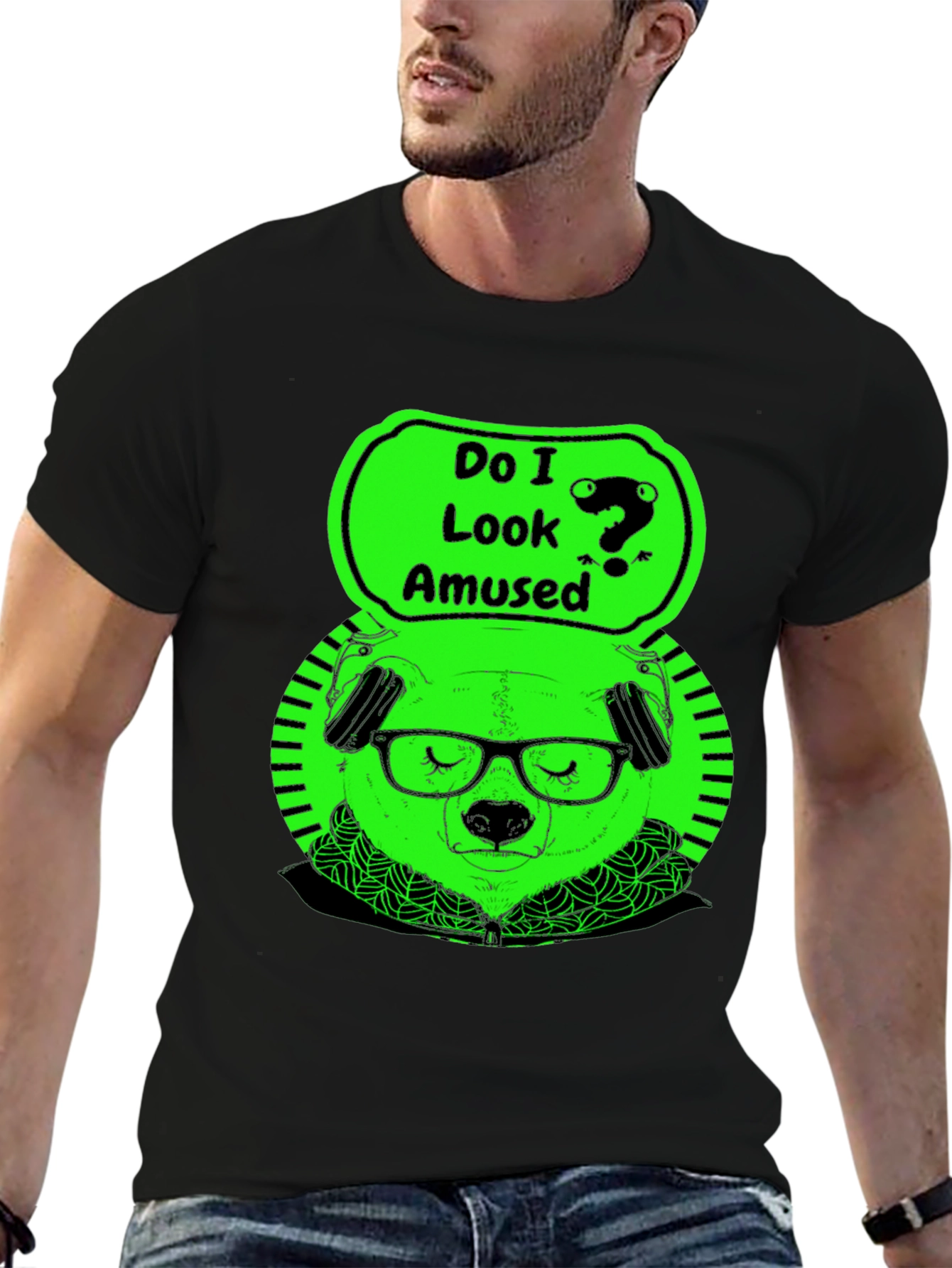 Amused Bear Graphic Tee - Mens Black T-Shirt