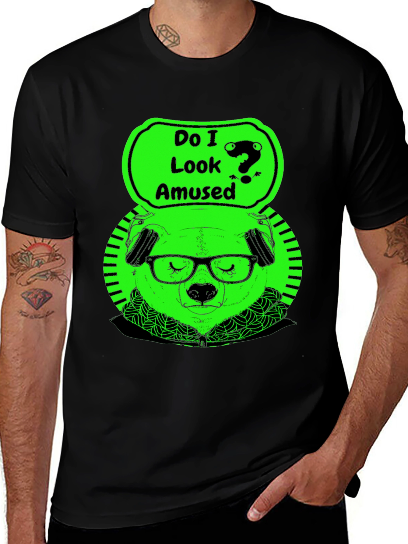 Amused Bear Graphic Tee - Mens Black T-Shirt