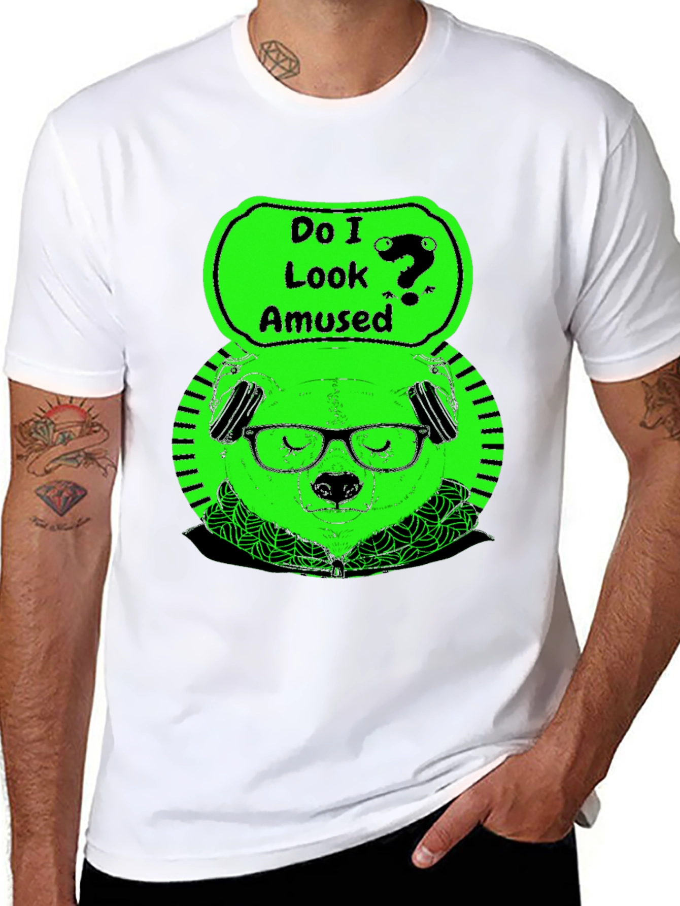 Amused Bear Graphic Tee - Mens Black T-Shirt