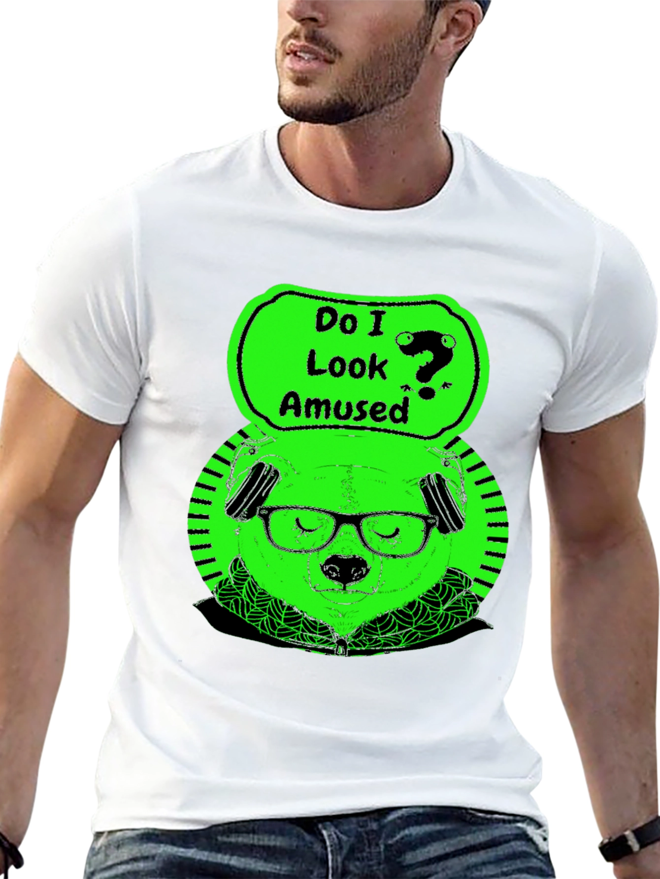 Amused Bear Graphic Tee - Mens Black T-Shirt