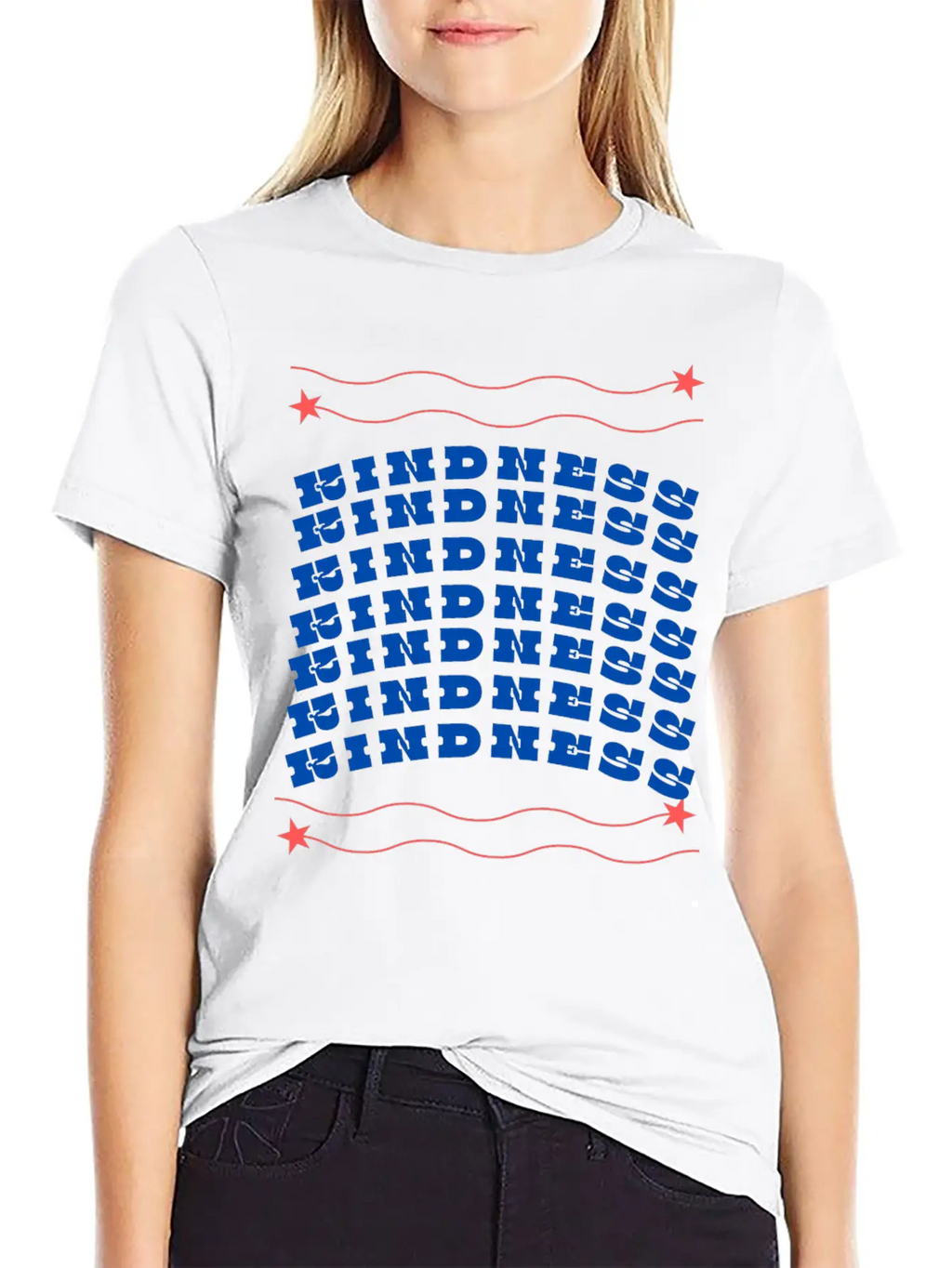 1 4 Bleu Kindness And Red Arrow Classic Crew Neck Graphic Tee – Everyday Minimal Look