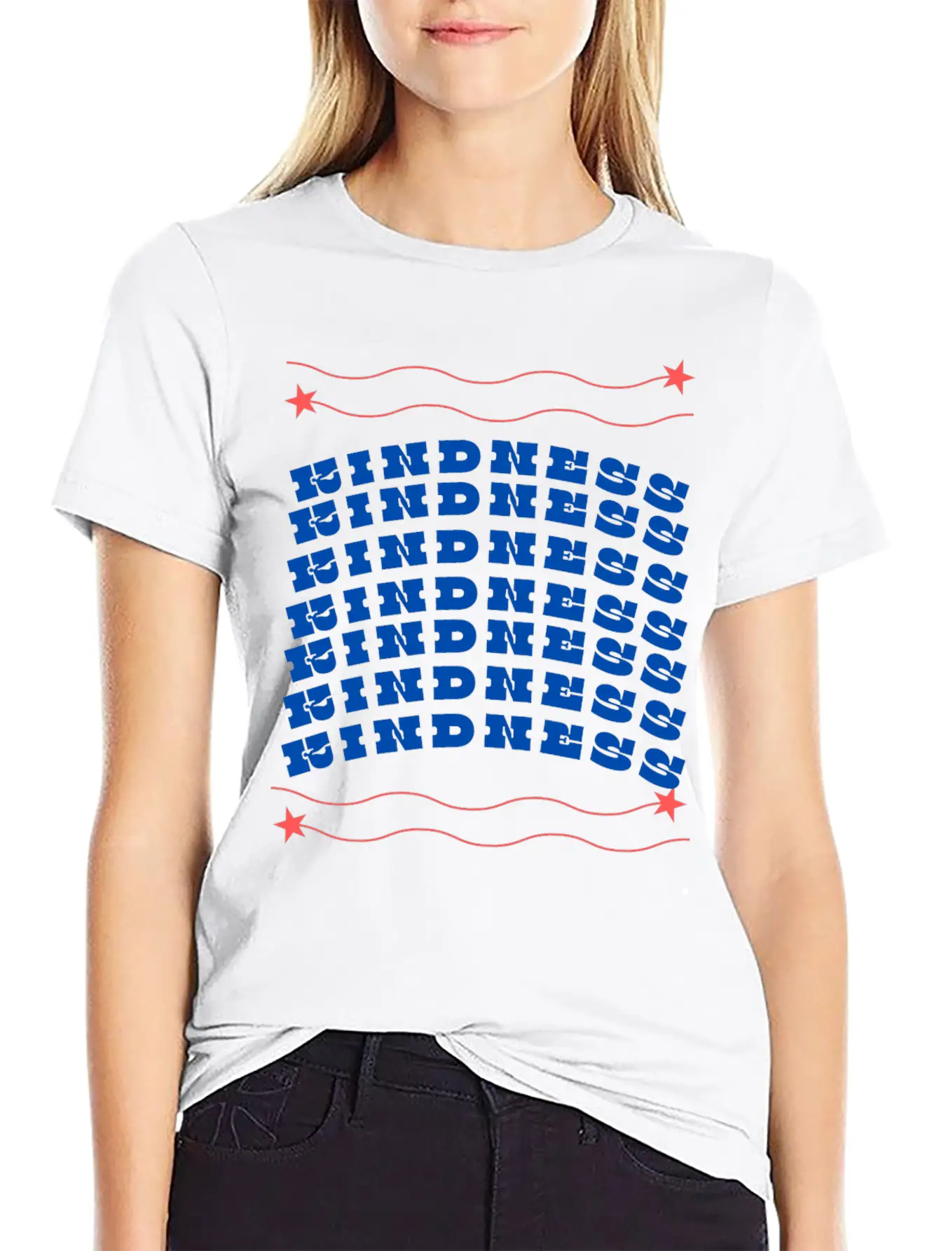 1 4 Bleu Kindness And Red Arrow Classic Crew Neck Graphic Tee – Everyday Minimal Look