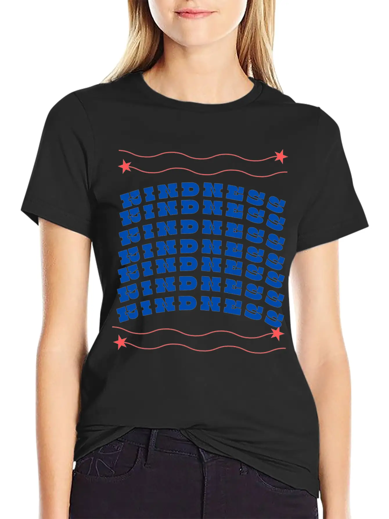 1 4 Bleu Kindness And Red Arrow Classic Crew Neck Graphic Tee – Everyday Minimal Look
