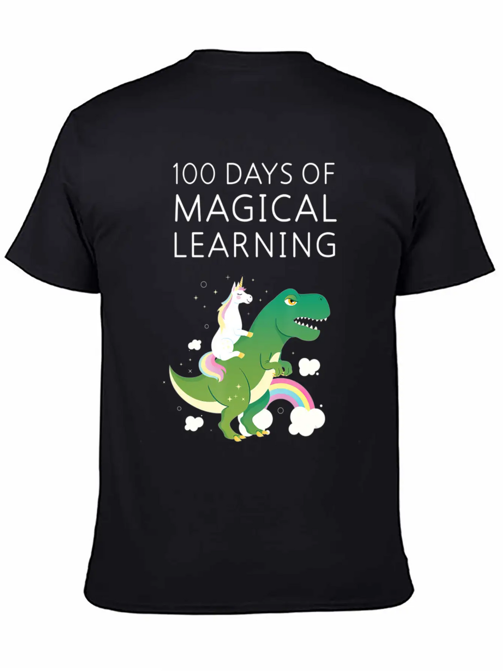 100 Days Of Magical Learning Unicorn T Rex School Basic Graphic T-Shirt – Daily Comfort In Soft Cotton