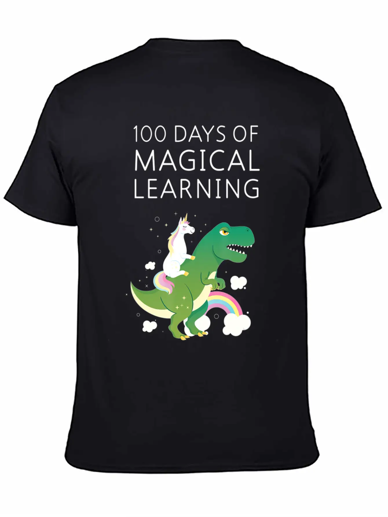 100 Days Of Magical Learning Unicorn T Rex School Basic Graphic T-Shirt – Daily Comfort In Soft Cotton