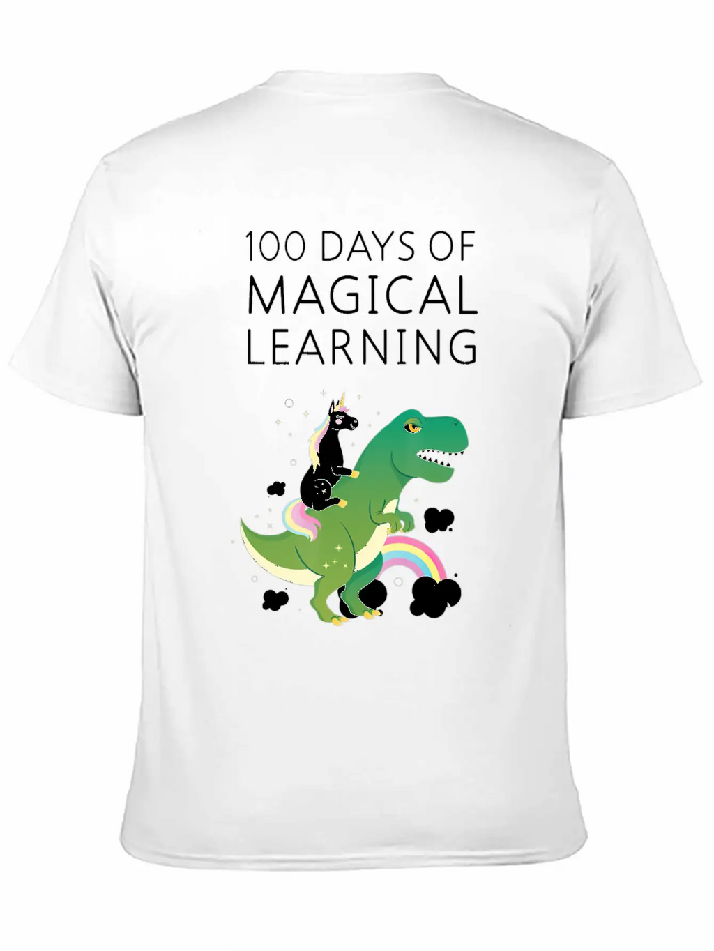 100 Days Of Magical Learning Unicorn T Rex School Basic Graphic T-Shirt – Daily Comfort In Soft Cotton