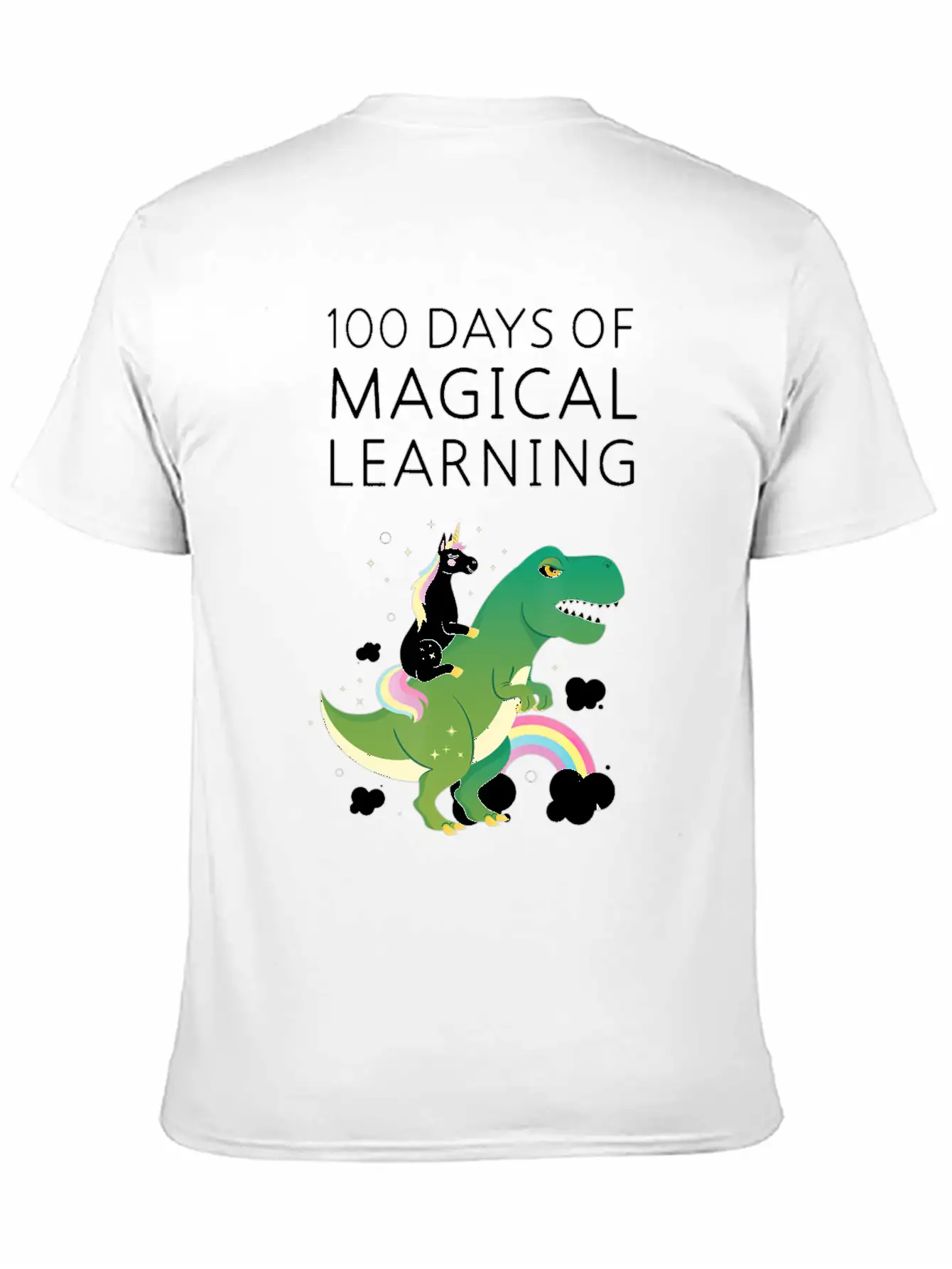 100 Days Of Magical Learning Unicorn T Rex School Basic Graphic T-Shirt – Daily Comfort In Soft Cotton