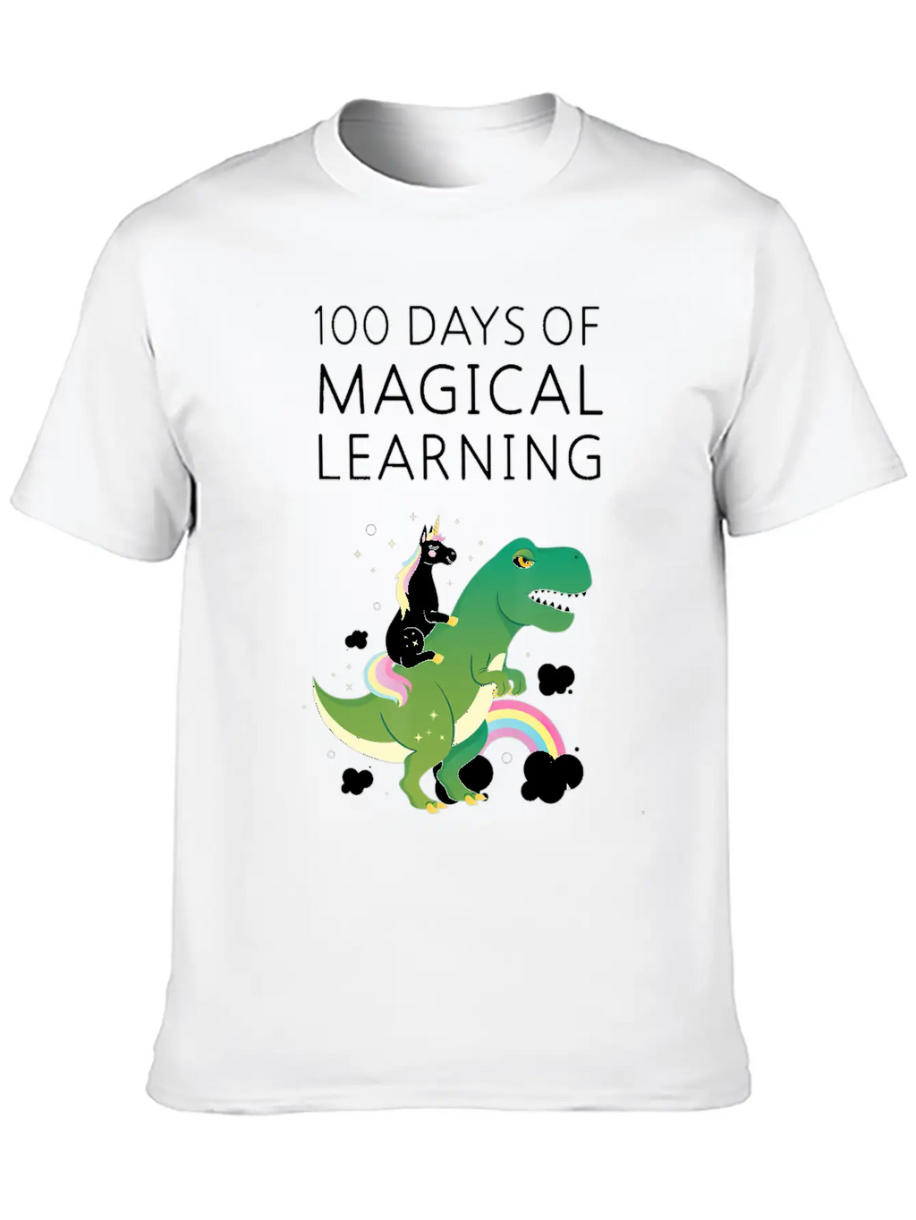 100 Days Of Magical Learning Unicorn T Rex School Basic Graphic T-Shirt – Daily Comfort In Soft Cotton
