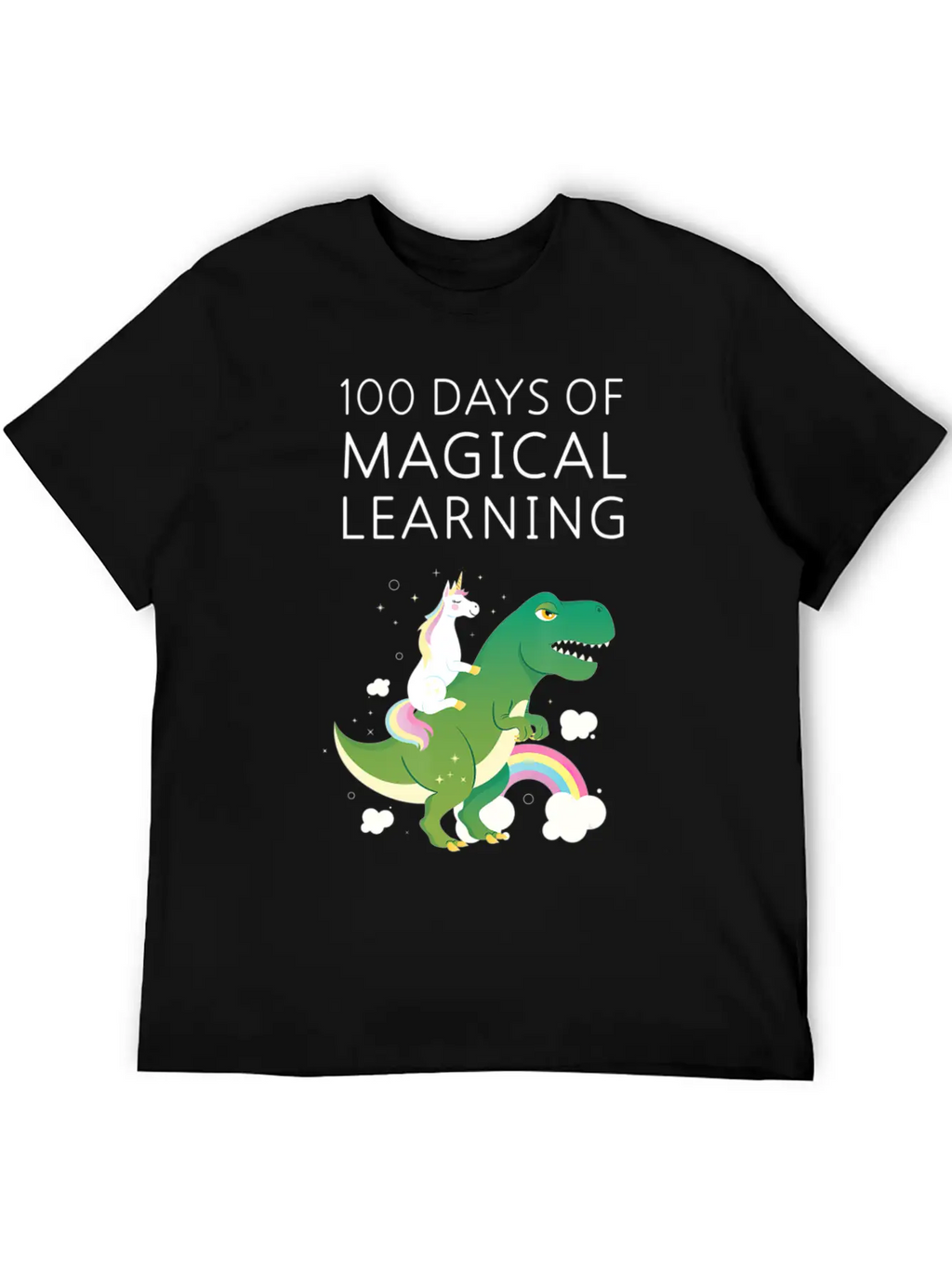 100 Days Of Magical Learning Unicorn T Rex School Basic Graphic T-Shirt – Daily Comfort In Soft Cotton