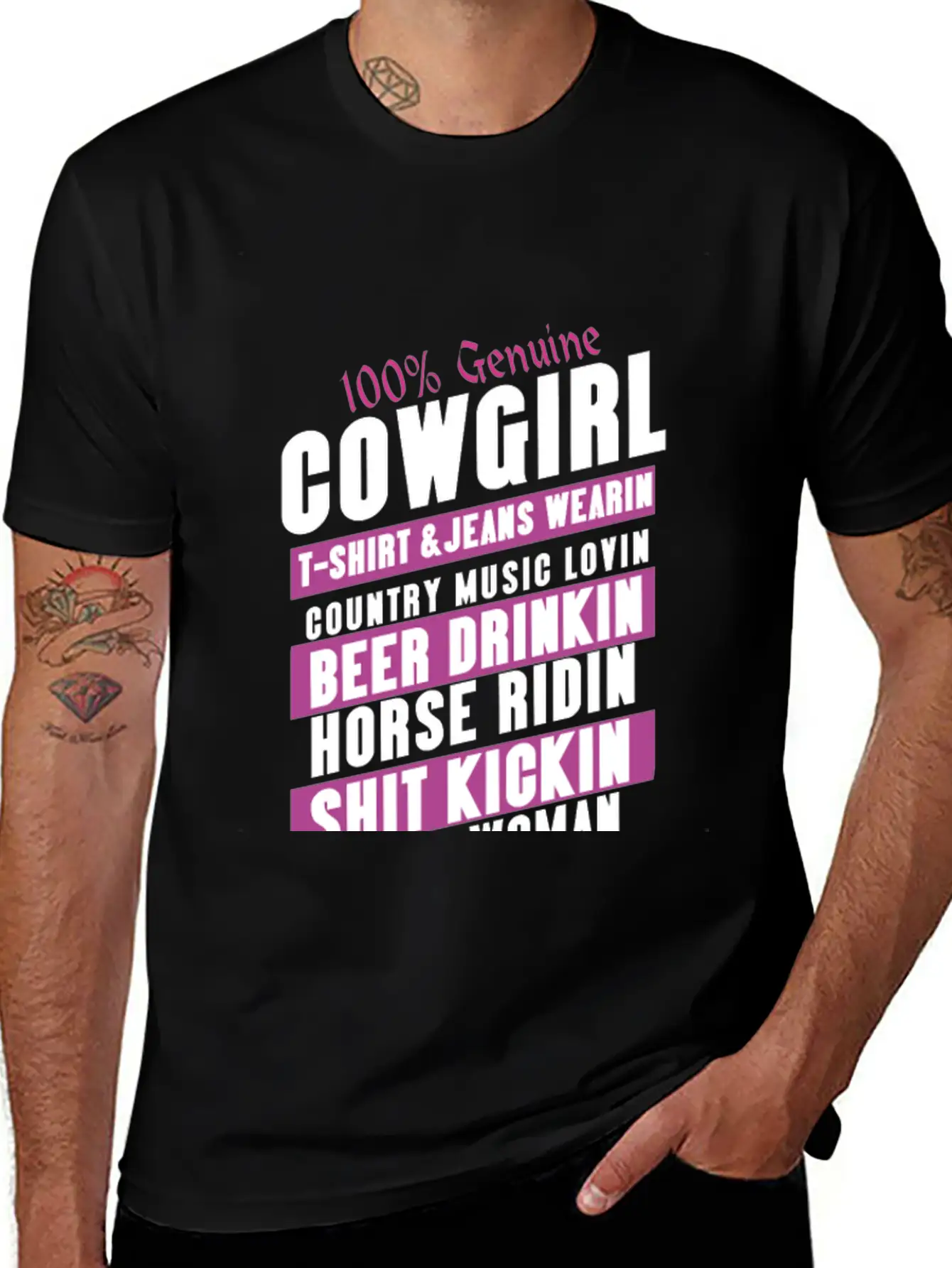 100 Genuine Cowgirl Breathable Graphic T-Shirt – Perfect For Casual Days