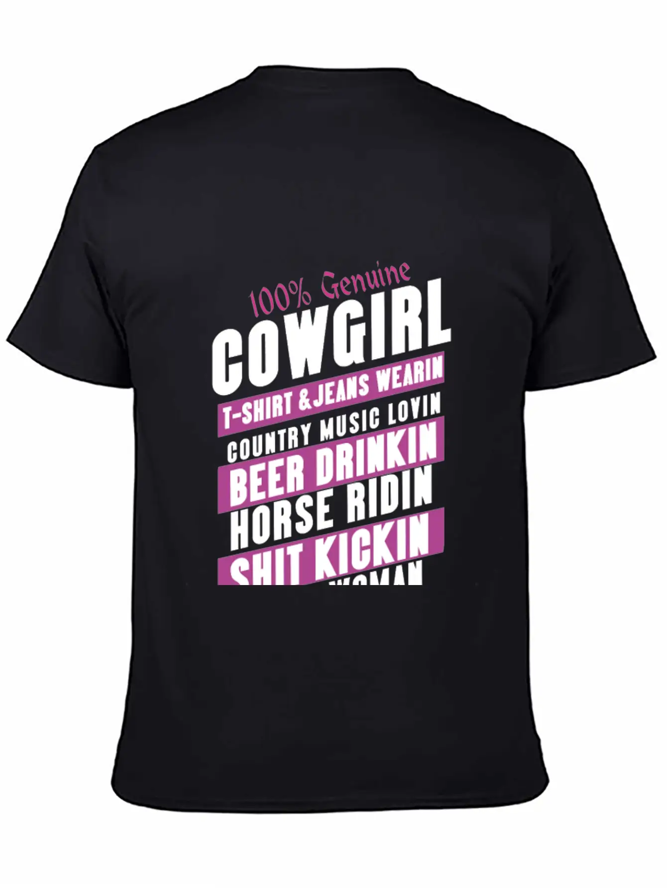 100 Genuine Cowgirl Breathable Graphic T-Shirt – Perfect For Casual Days