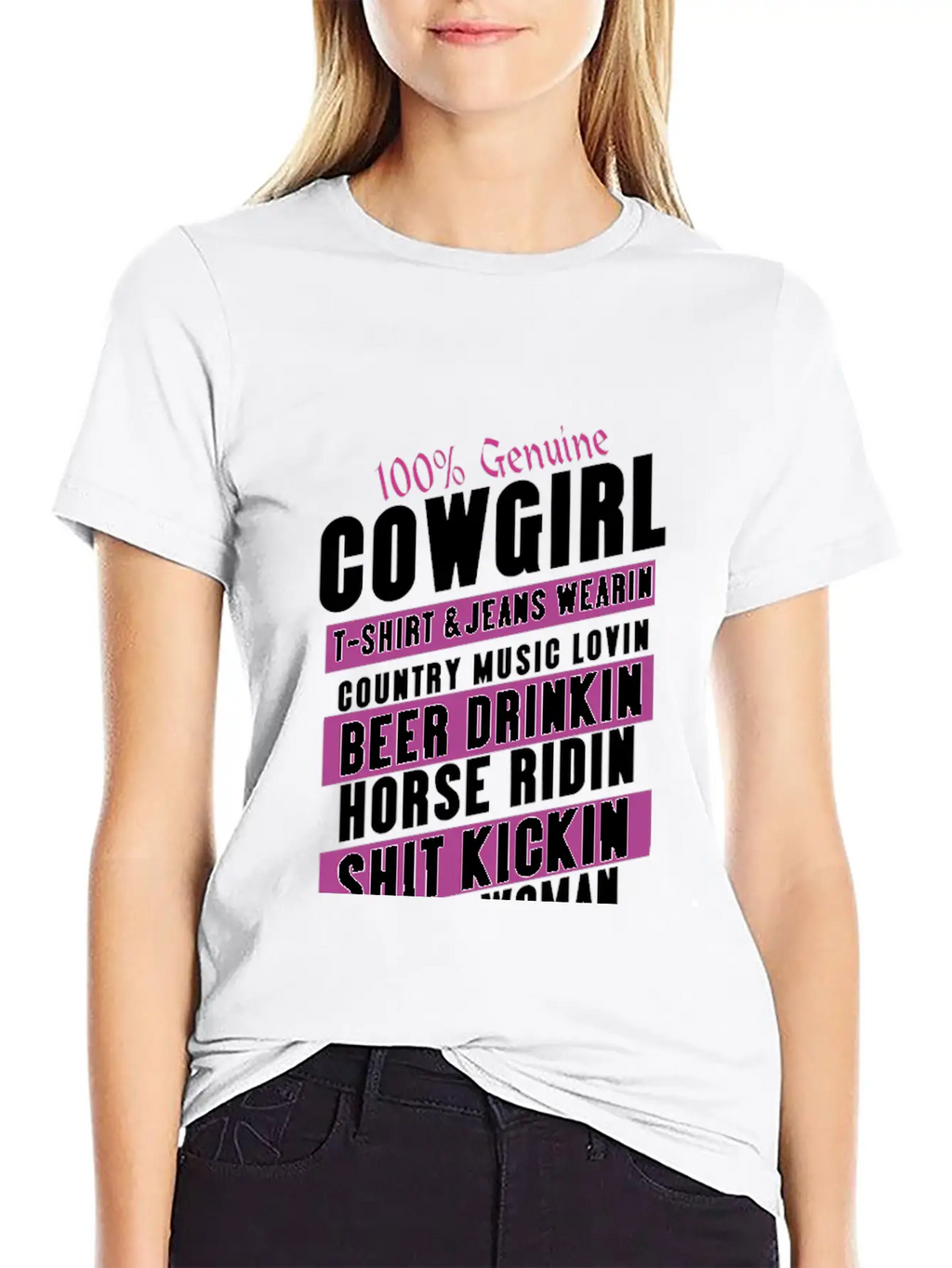 100 Genuine Cowgirl Breathable Graphic T-Shirt – Perfect For Casual Days