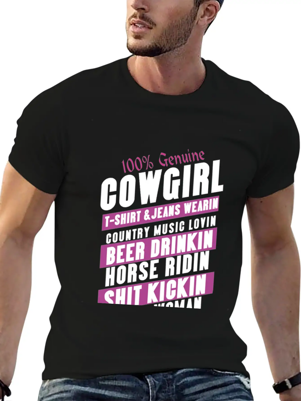 100 Genuine Cowgirl Breathable Graphic T-Shirt – Perfect For Casual Days