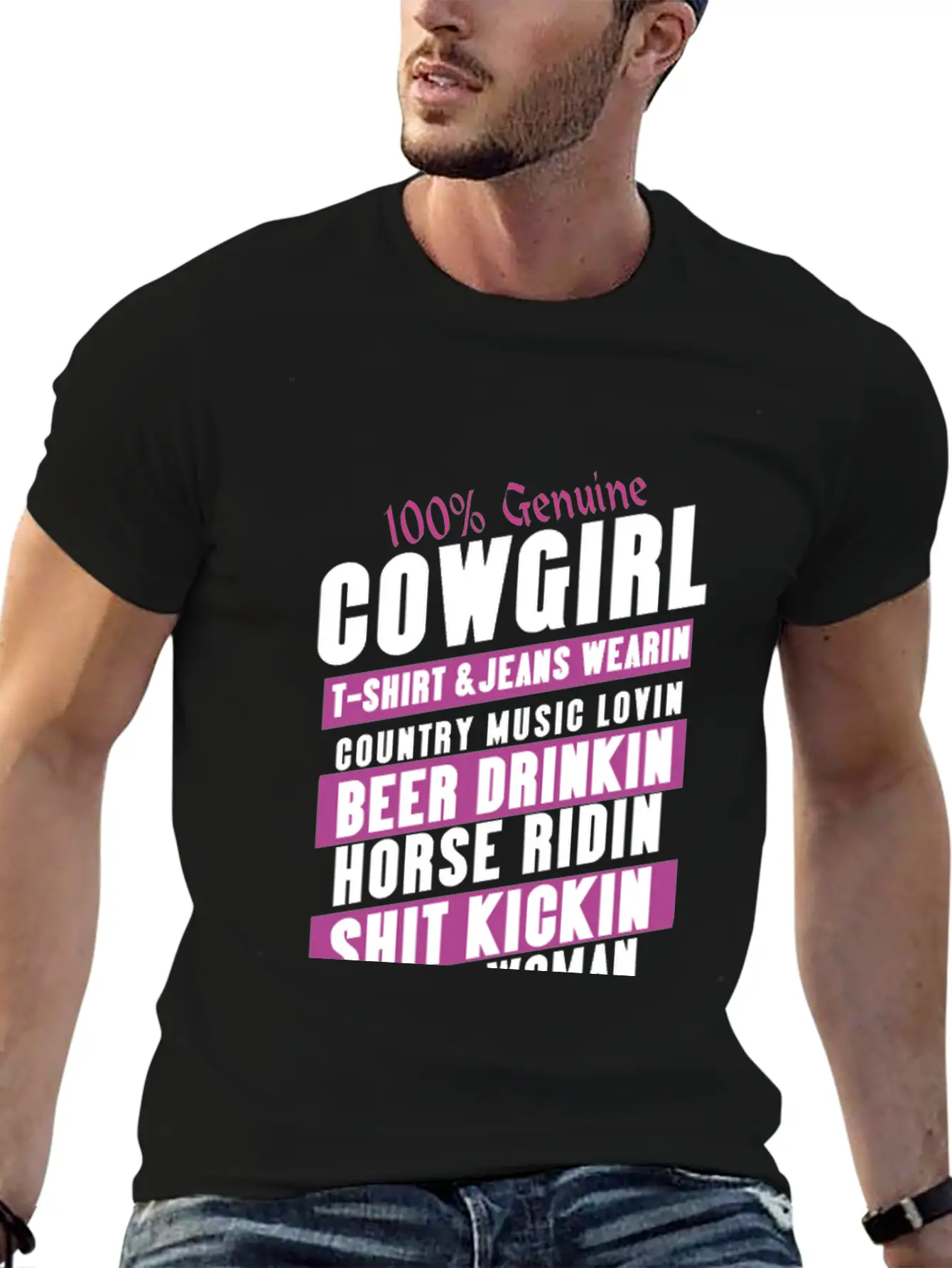 100 Genuine Cowgirl Breathable Graphic T-Shirt – Perfect For Casual Days