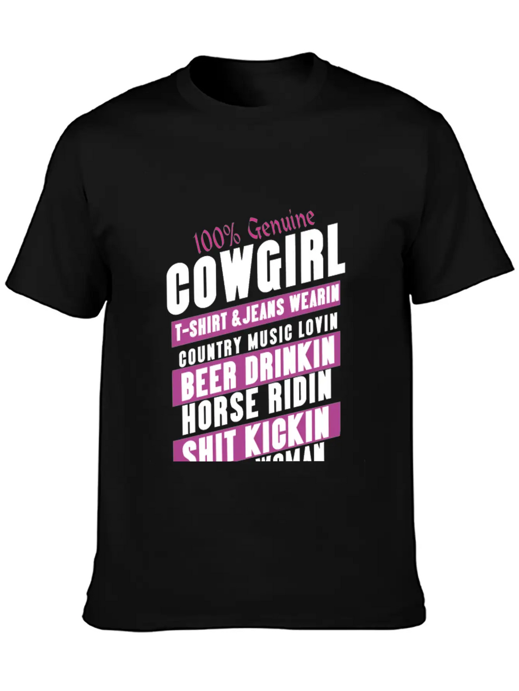 100 Genuine Cowgirl Breathable Graphic T-Shirt – Perfect For Casual Days