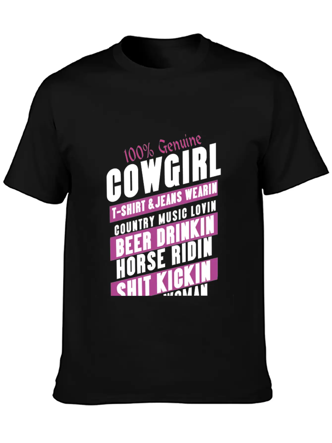 100 Genuine Cowgirl Breathable Graphic T-Shirt – Perfect For Casual Days