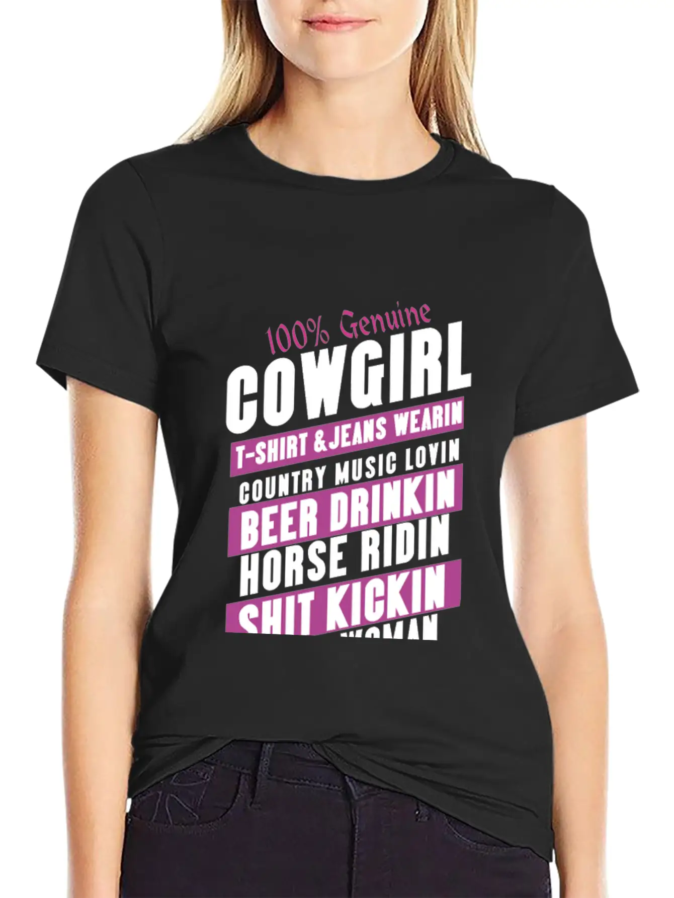 100 Genuine Cowgirl Breathable Graphic T-Shirt – Perfect For Casual Days