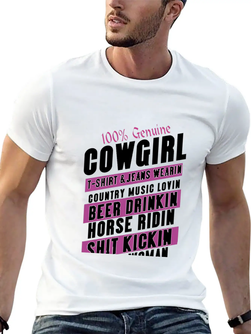 100 Genuine Cowgirl Breathable Graphic T-Shirt – Perfect For Casual Days