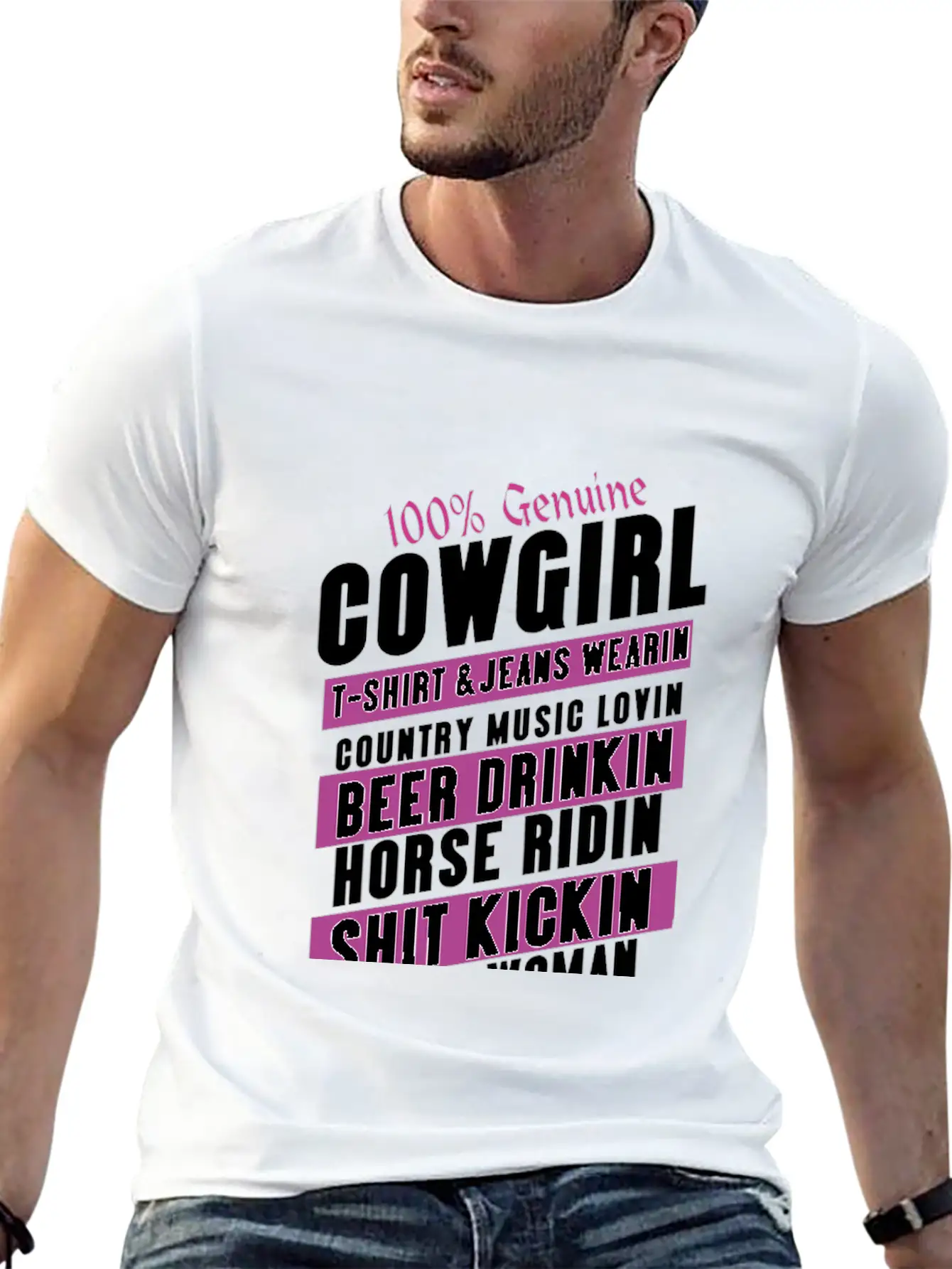 100 Genuine Cowgirl Breathable Graphic T-Shirt – Perfect For Casual Days