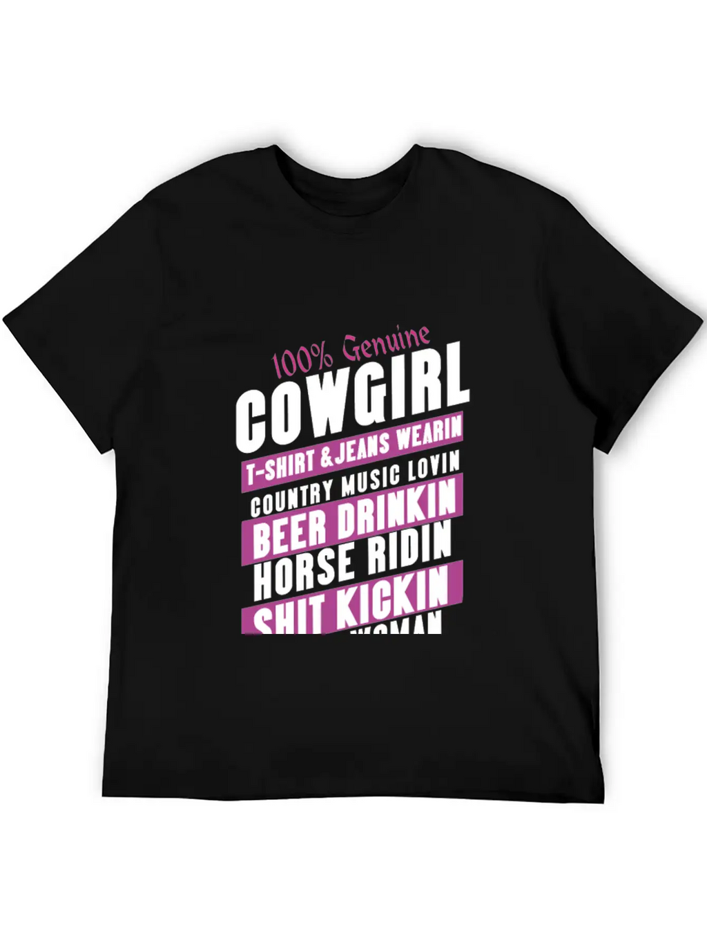100 Genuine Cowgirl Breathable Graphic T-Shirt – Perfect For Casual Days