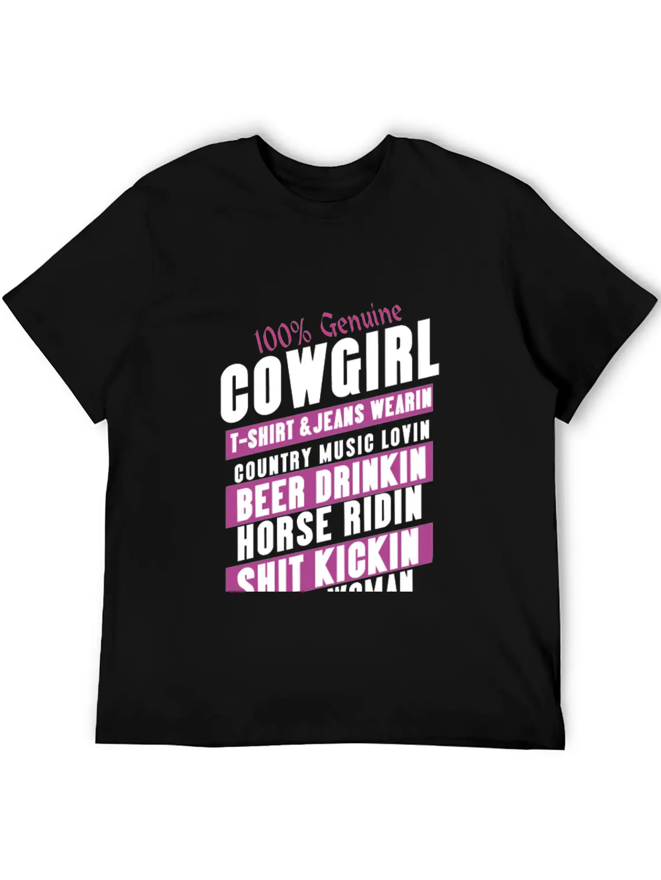 100 Genuine Cowgirl Breathable Graphic T-Shirt – Perfect For Casual Days