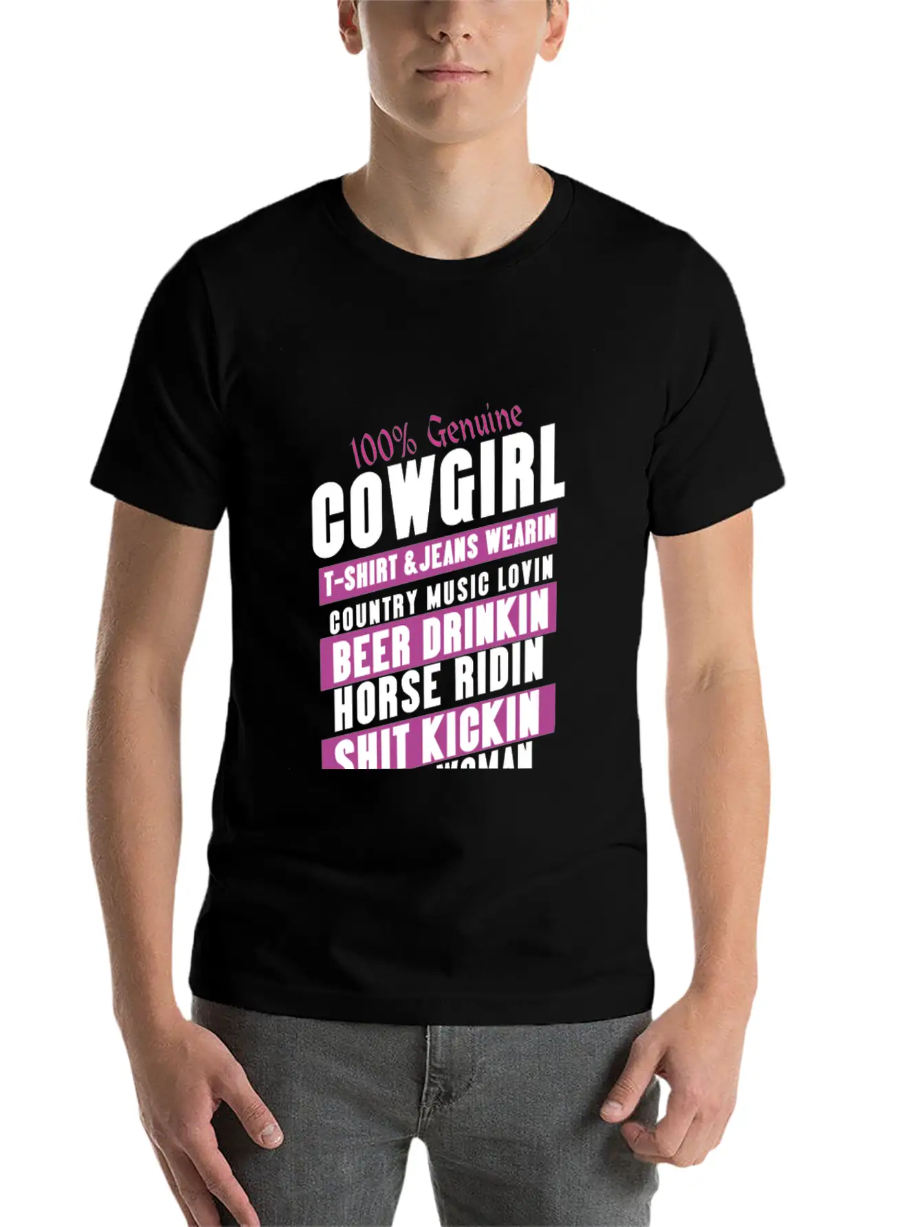 100 Genuine Cowgirl Breathable Graphic T-Shirt – Perfect For Casual Days