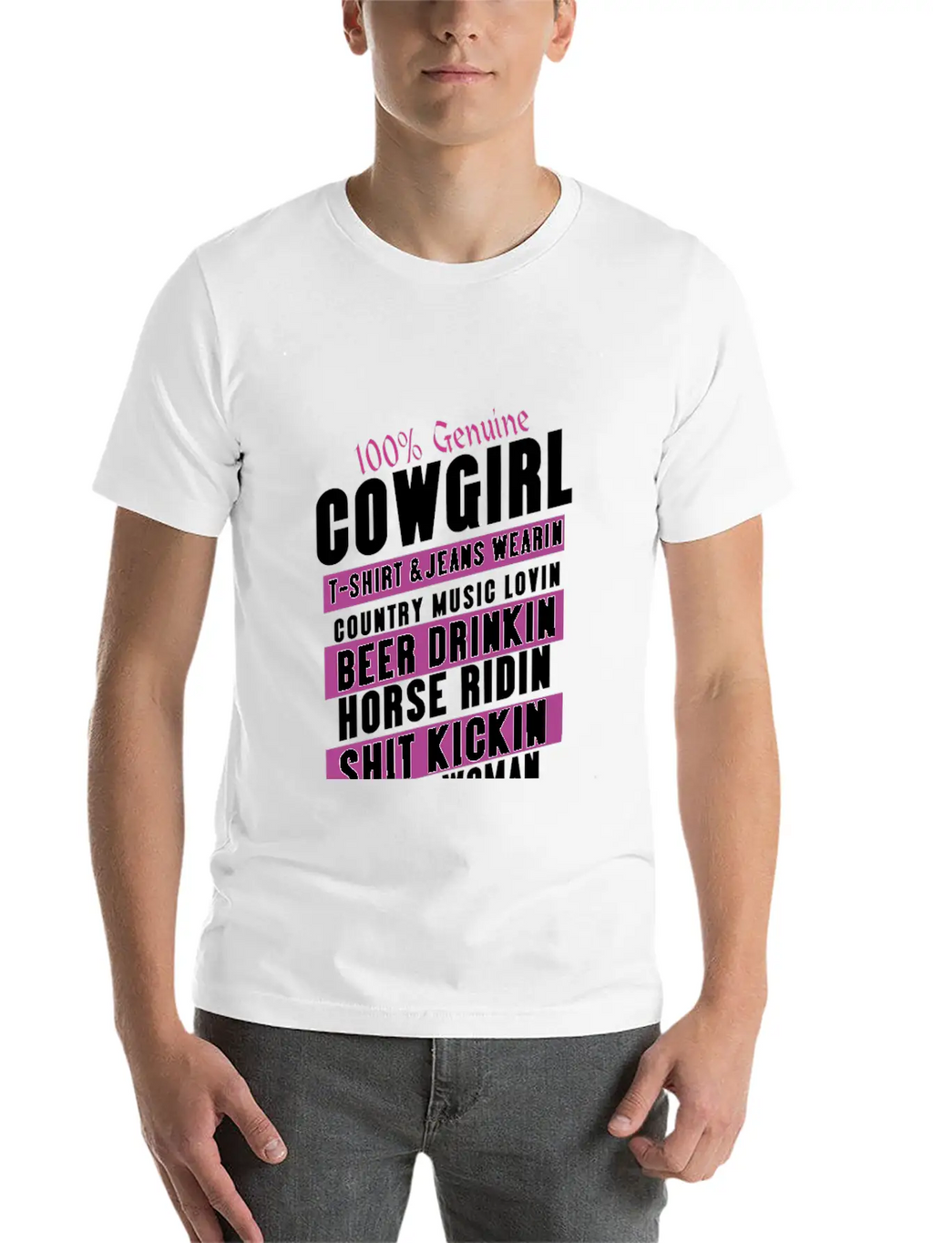 100 Genuine Cowgirl Breathable Graphic T-Shirt – Perfect For Casual Days