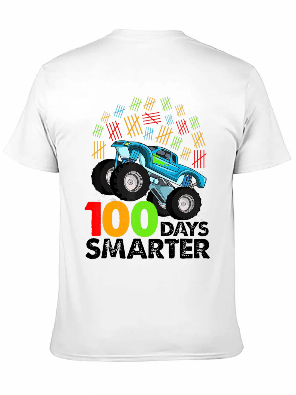 100th Day Of School Monster Truck 100 Days Smarter Classic Crew Neck Graphic Tee – Everyday Minimal Look