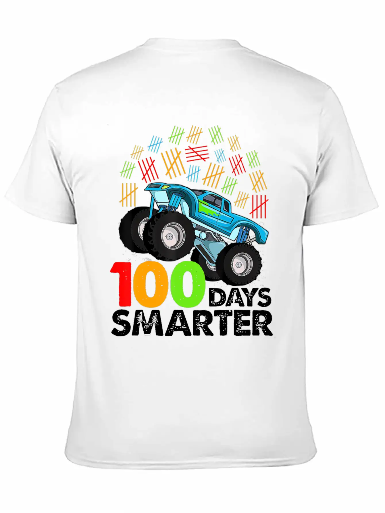 100th Day Of School Monster Truck 100 Days Smarter Classic Crew Neck Graphic Tee – Everyday Minimal Look