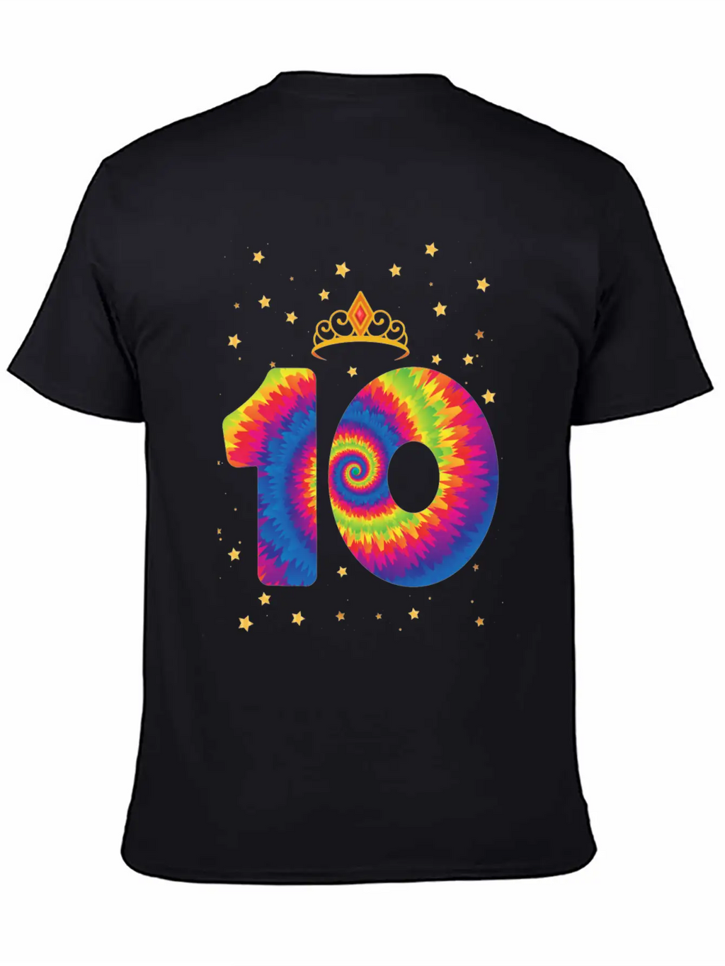 10th Birthday Crown | Tie Dye Themed Birthday | Comfortable Minimalist Graphic Tee – Summer Style Essential