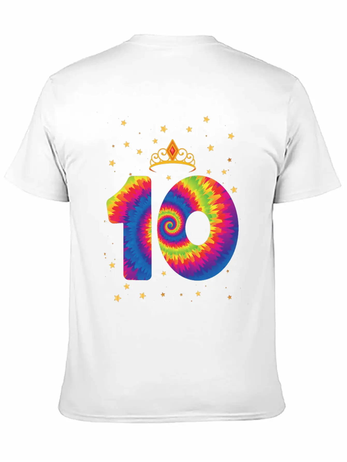 10th Birthday Crown | Tie Dye Themed Birthday | Comfortable Minimalist Graphic Tee – Summer Style Essential