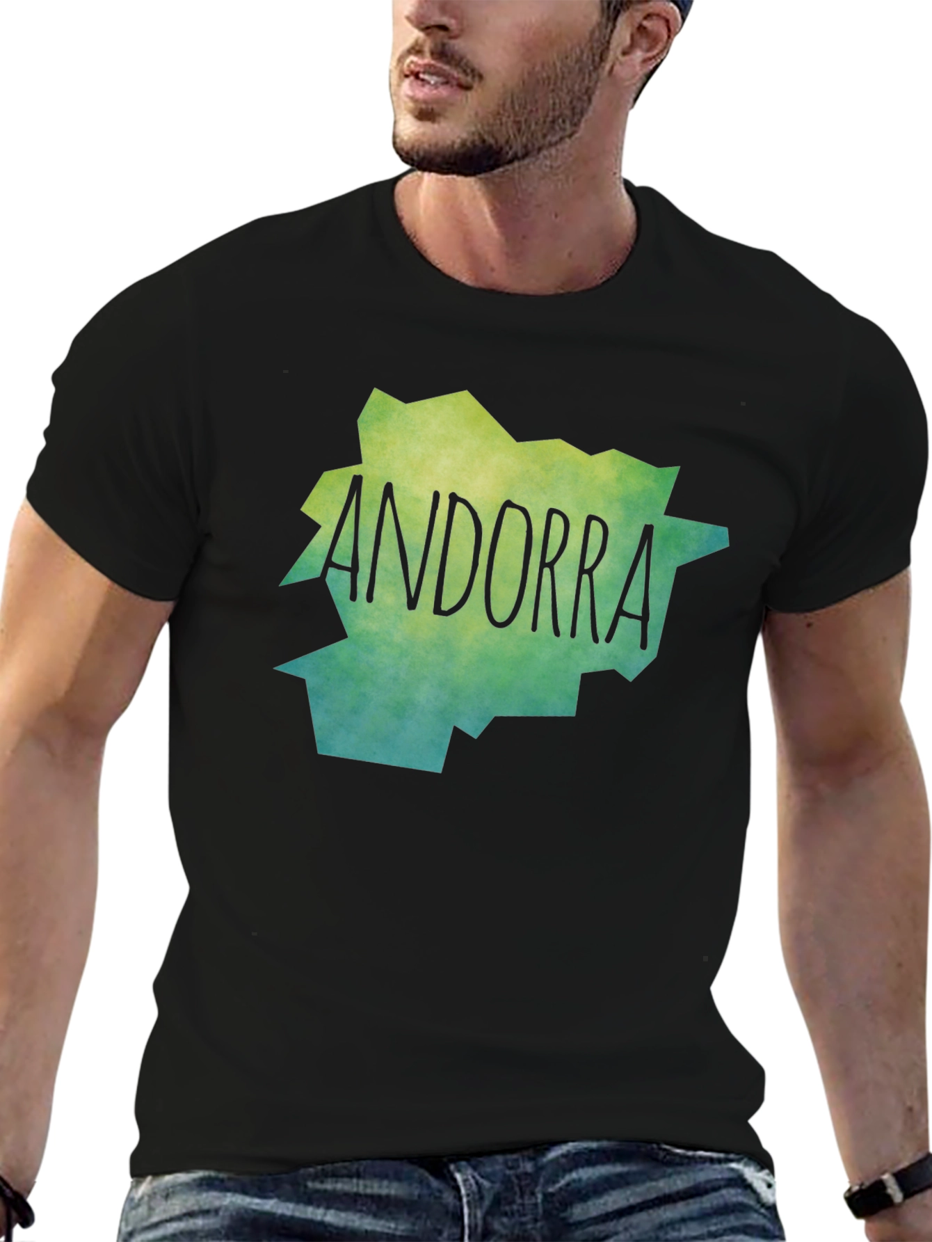 Andorra Map T-Shirt - Black Cotton Tee