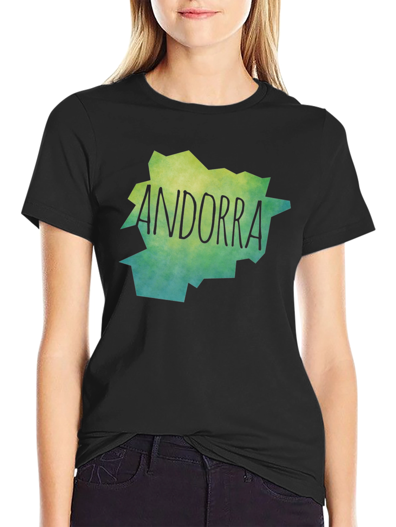Andorra Map T-Shirt - Black Cotton Tee