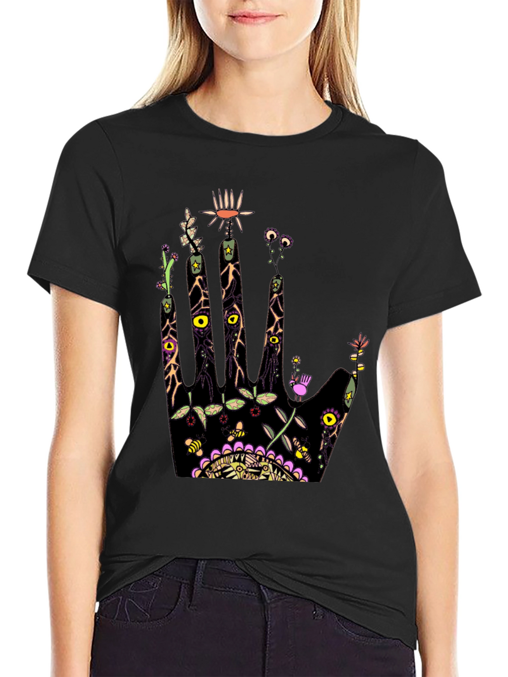 Abstract Floral Hand Print Tee