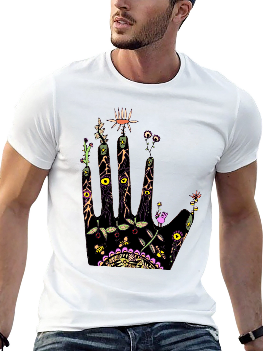 Abstract Floral Hand Print Tee