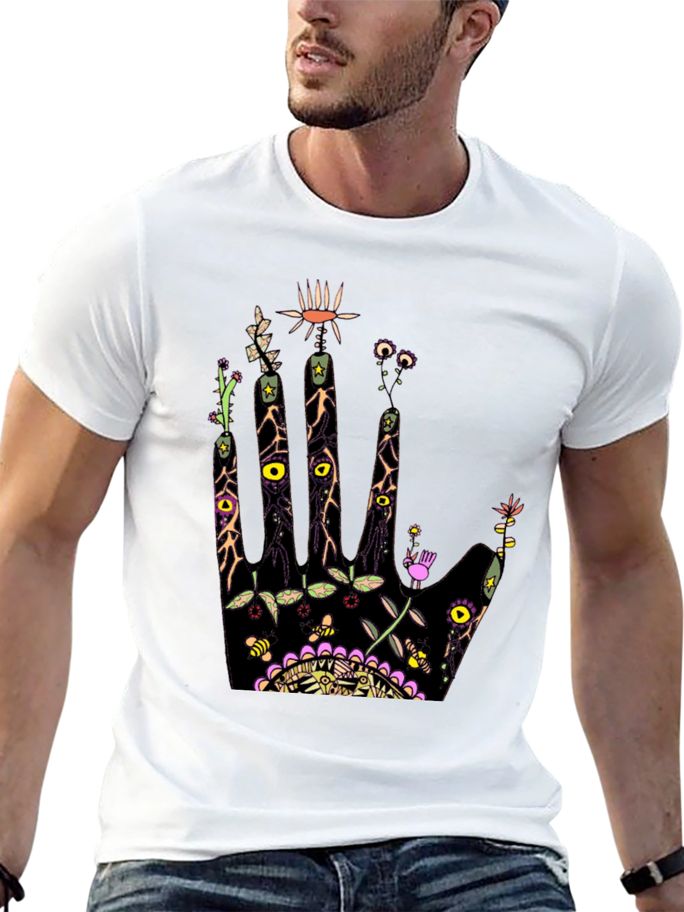 Abstract Floral Hand Print Tee