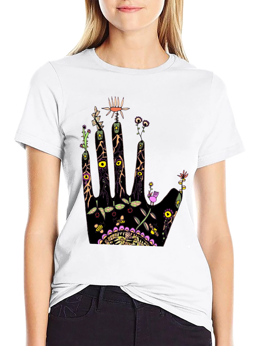 Abstract Floral Hand Print Tee