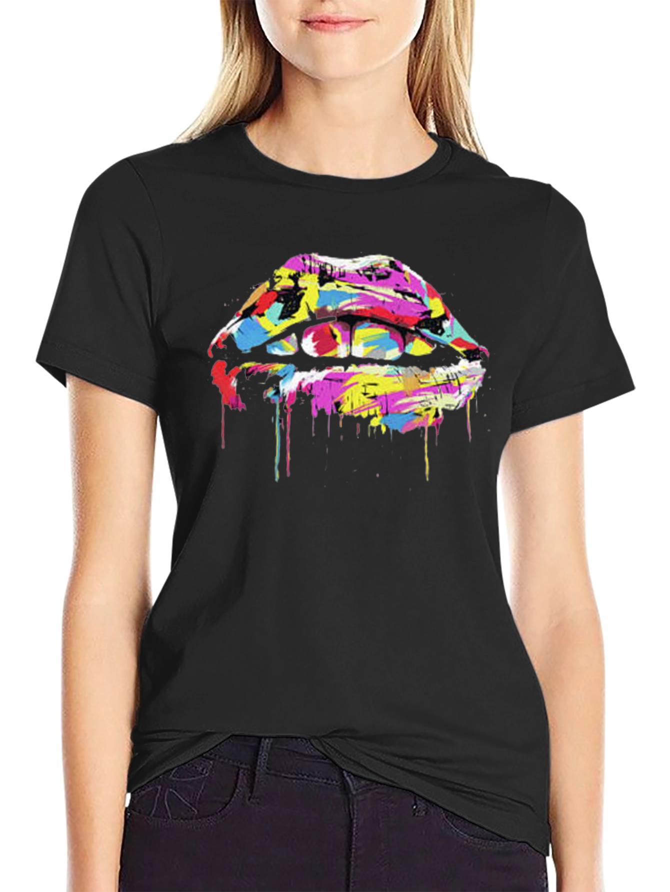 Abstract Lips Graphic Tee - Modern Art Print