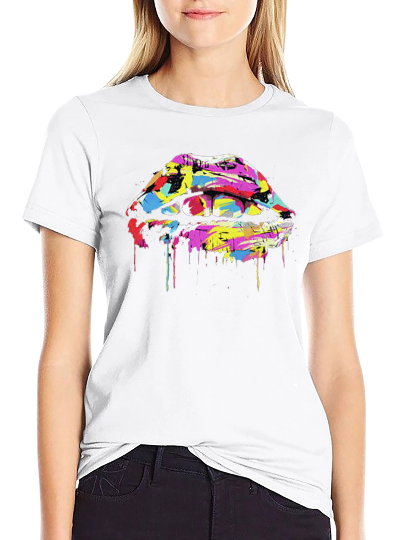 Abstract Lips Graphic Tee - Modern Art Print