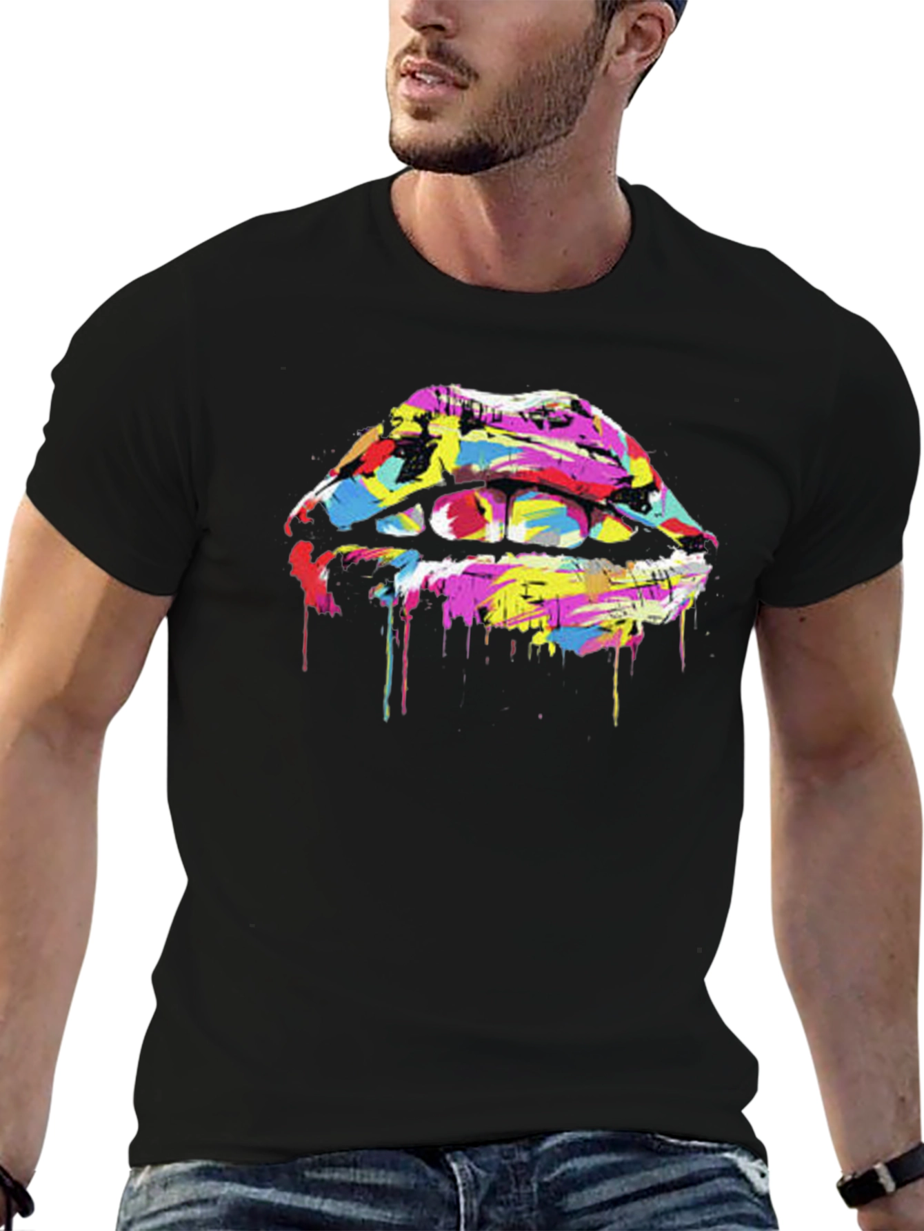 Abstract Lips Graphic Tee - Modern Art Print